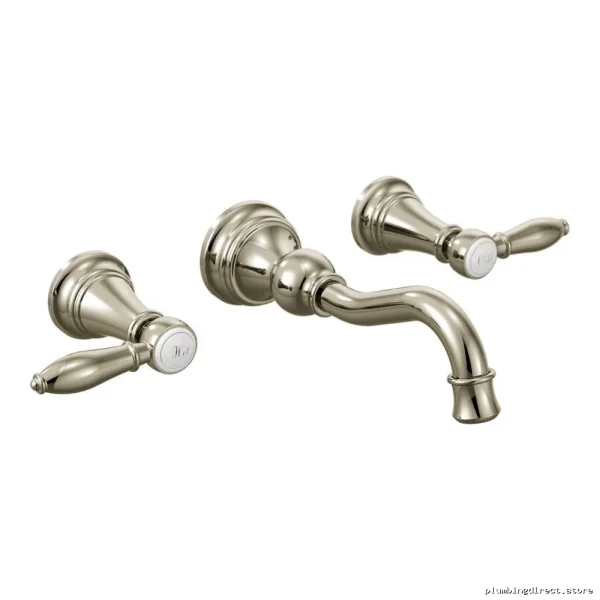 Modern Polished Nickel Wall Mount Bath Faucet Trim - Moen Weymouth - Image 2