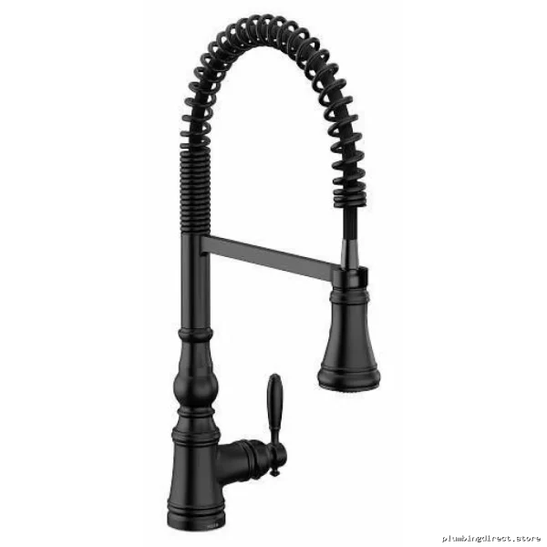 Moen Weymouth Professional Pre-Rinse Kitchen Faucet with Pulldown Spray - Matte Black S73104BL - Image 2