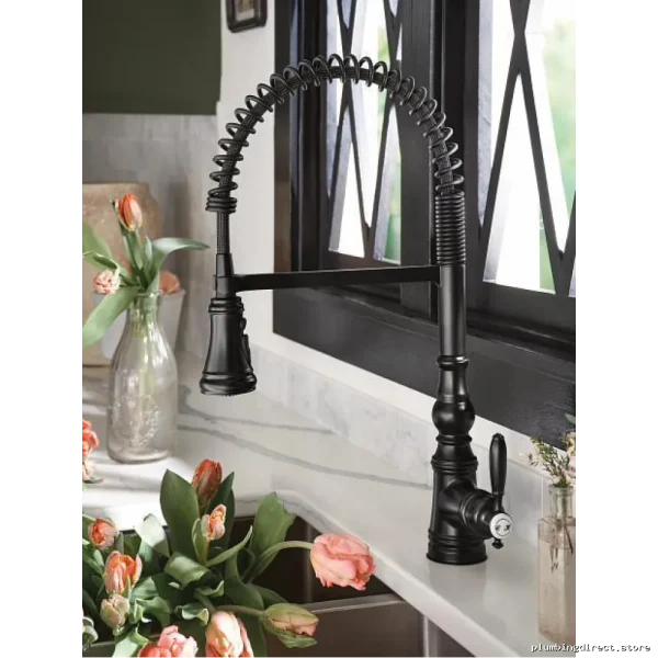 Moen Weymouth Professional Pre-Rinse Kitchen Faucet with Pulldown Spray - Matte Black S73104BL