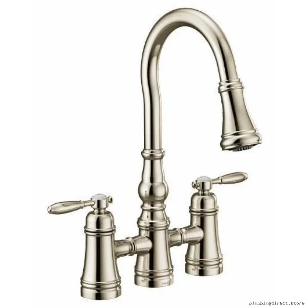 Moen Weymouth Bridge Kitchen Faucet with Pull-Down Spray - Polished Nickel