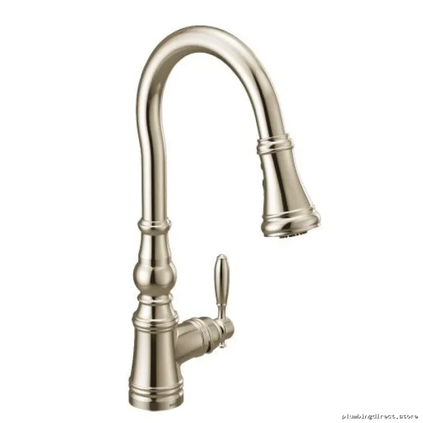 Moen S73004NL Weymouth Kitchen Faucet in Polished Nickel with Pull-Down Sprayer