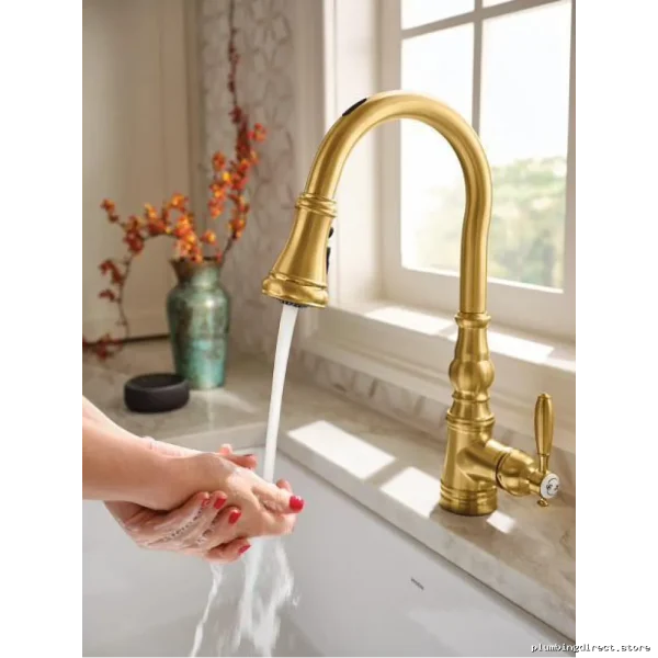 Moen Weymouth Smart Motion Control Kitchen Faucet - Pulldown Spray Touchless Brushed Gold