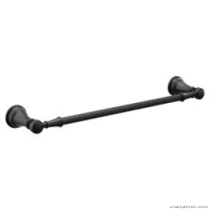 Moen YB8418BL Matte Black 18-Inch Bathroom Towel Bar for Modern Homes