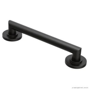 Moen YG0812BL 12-Inch Stainless Steel Anti-Slip Grab Bar - Matte Black