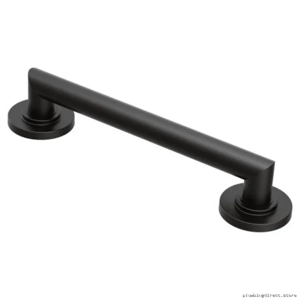 Moen YG0812BL 12-Inch Stainless Steel Anti-Slip Grab Bar - Matte Black