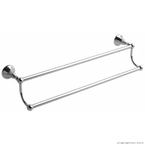 Chrome Double Towel Bar 24 Inch Stainless Steel Bathroom Rack - Momenti MM6C RIOBEL