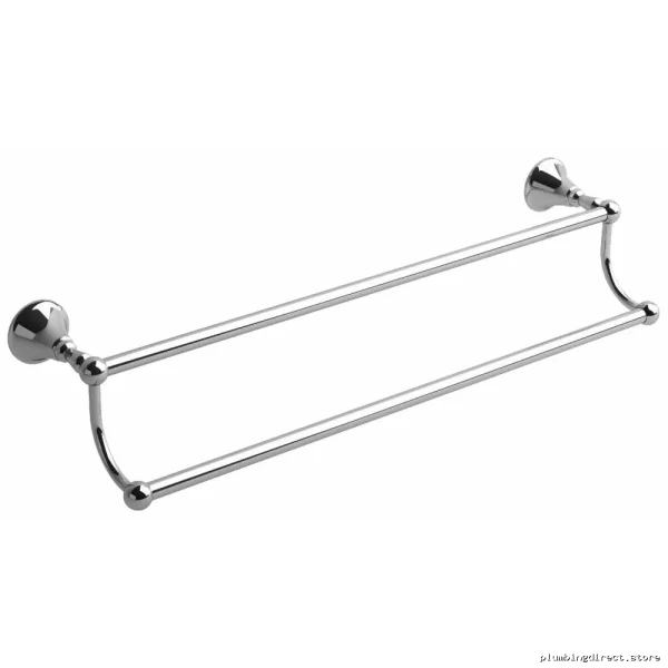 Chrome Double Towel Bar 24 Inch Stainless Steel Bathroom Rack - Momenti MM6C RIOBEL