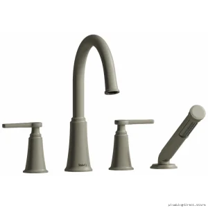 Modern C-Spout Tub Filler in Brushed Nickel by Momenti
