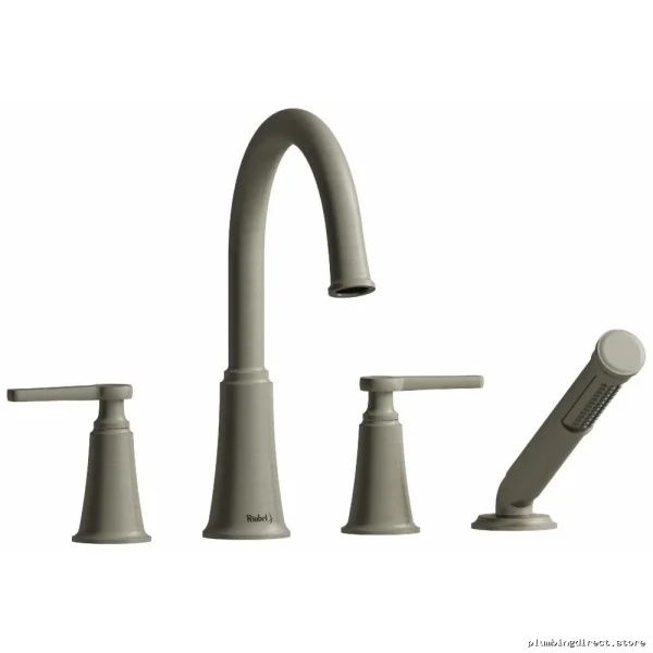 Modern C-Spout Tub Filler in Brushed Nickel by Momenti