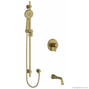 Momenti Thermostatic Tub & Shower Faucet - PEX-Ready Brushed Gold Kit1244MMRDJBG-SPEX RIOBEL