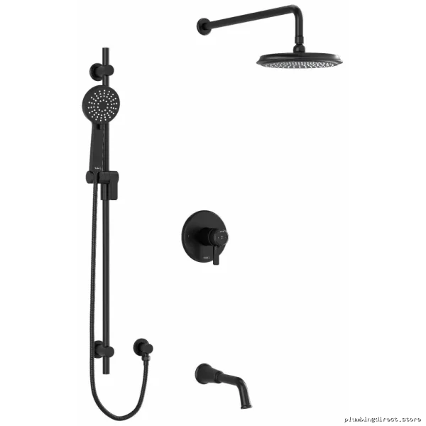 Momenti Thermostatic Tub-Shower Faucet with Expansion PEX - Sleek Black Finish KIT1345MMRDJBK-EX RIOBEL