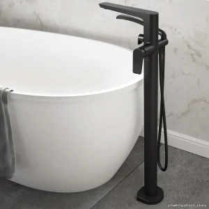 Moroka Floormount Tub Filler with Handshower | Matte Black BF
