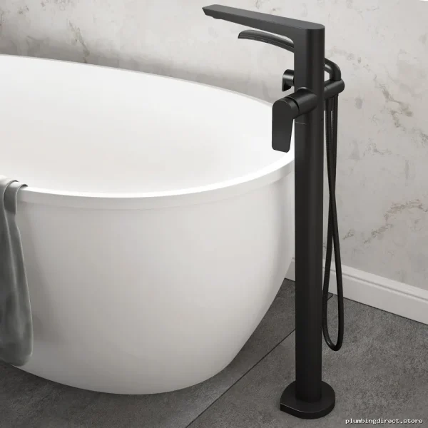 Moroka Floormount Tub Filler with Handshower | Matte Black BF