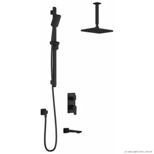 Moroka Matte Black Thermostatic Shower System with Ceiling Arm TD3