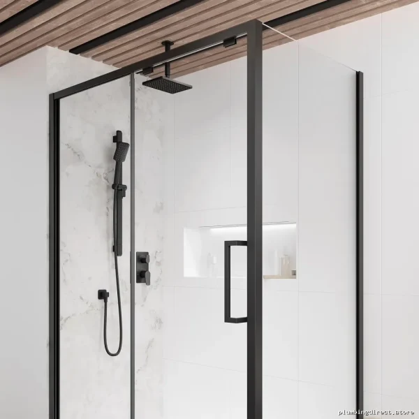 Moroka Matte Black Thermostatic Shower System with Wall Arm TD2 - Image 2