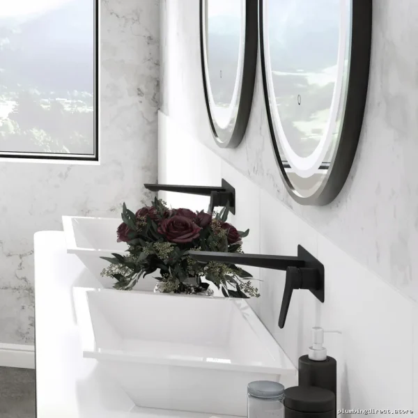 Moroka Wall-Mounted No-Drain Bathroom Faucet - Matte Black BF1913-160 Kalia
