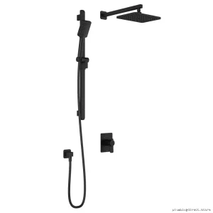 Moroka TCD1 Thermostatic Coaxial Shower System - Wall-Mounted Arm, Matte Black Finish