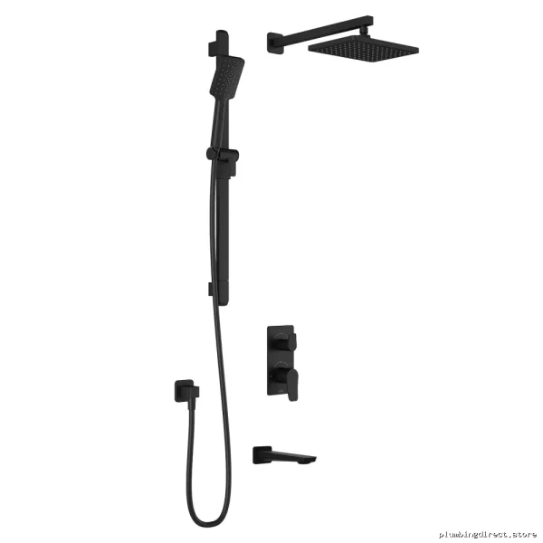Moroka Thermostatic Shower with Wall Arm & Easy Diverter - Matte Black