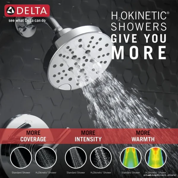 Nicoli 14 Series Chrome Tub & Shower Trim Kit (Valve Included) - 144749 Delta - Image 2