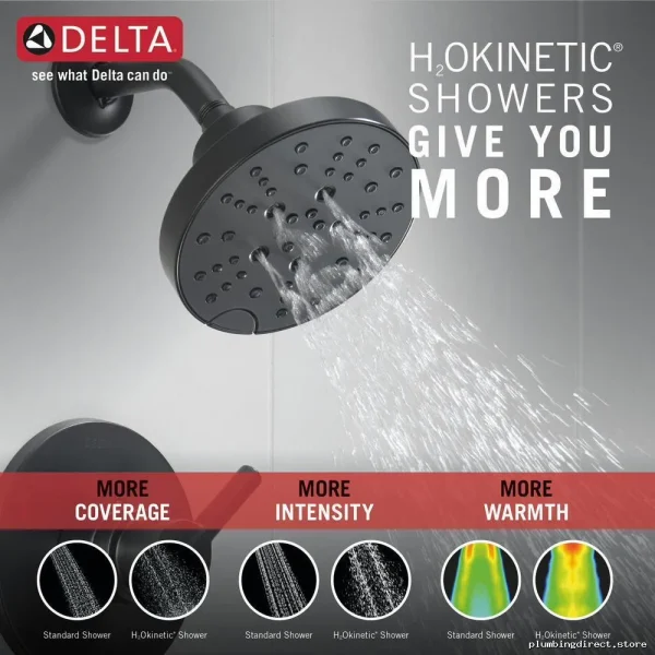 Nicoli 14 Series Matte Black Tub & Shower Trim Kit (Valve Included) - 144749-BL Delta - Image 2