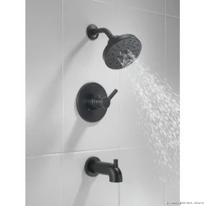 Nicoli 14 Series Matte Black Tub & Shower Trim Kit (Valve Included) - 144749-BL Delta