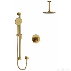 Ode Brushed Gold Shower Faucet Trim with Ceiling Arm - TKIT323ODBG-6 RIOBEL