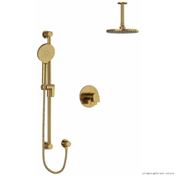 Ode Brushed Gold Shower Faucet Trim with Ceiling Arm - TKIT323ODBG-6 RIOBEL