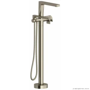 Ode Brushed Nickel Tub Filler - Single Hole Floor Mount Lever Handle