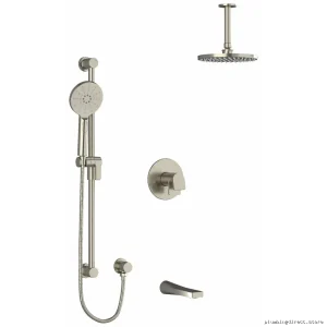 Ode Tub/Showers Trim Kit w/ Ceiling-Mounted Arm - Brushed Nickel (TKIT1345ODBN-6) RIOBEL