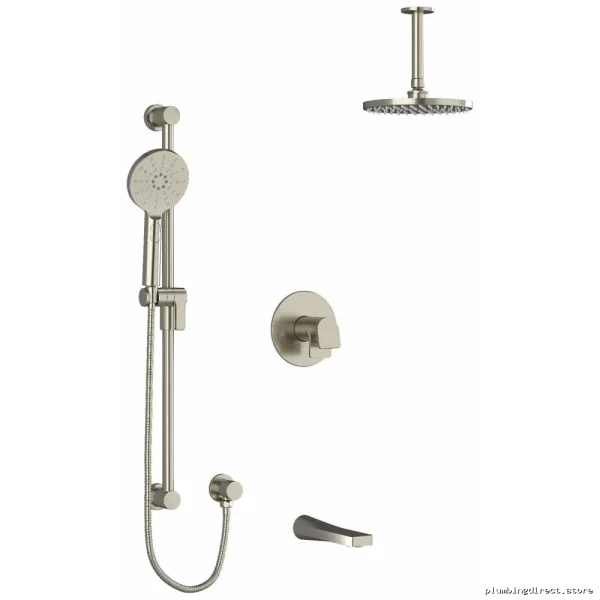 Ode Tub/Showers Trim Kit w/ Ceiling-Mounted Arm - Brushed Nickel (TKIT1345ODBN-6) RIOBEL