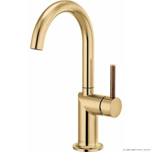 Odin Bar Faucet with Arc Spout Space-Saving Handle Brilliance Gold