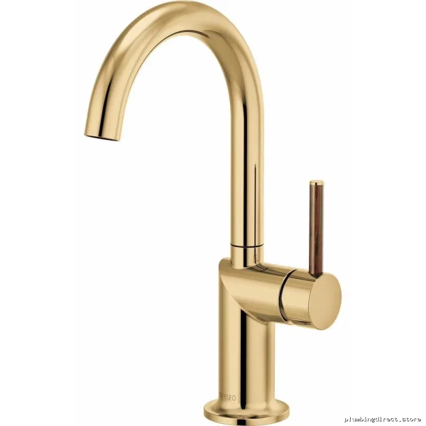 Odin Bar Faucet with Arc Spout Space-Saving Handle Brilliance Gold