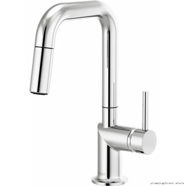 Odin Chrome Prep Faucet | Square Spout/Pull Down Spray | Compact Design