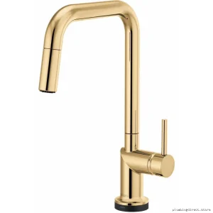 Brilliance Polished Gold Touchless Kitchen Faucet by Odin - Single Handle Design with Pulldown Spray & Modern Square Spout Model #PGLHP