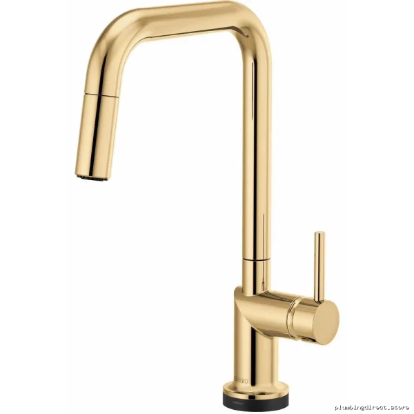 Brilliance Polished Gold Touchless Kitchen Faucet by Odin - Single Handle Design with Pulldown Spray & Modern Square Spout Model #PGLHP