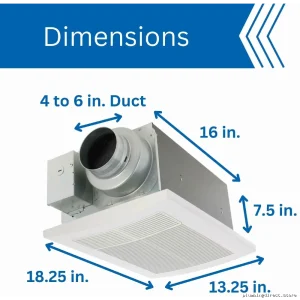 Panasonic Energy-Efficient Bathroom Fan with Heater & Quiet DC Motor - Up To 88 CFM