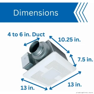 Panasonic WhisperCeiling High-CFM Bathroom Fan with LED Light & Quiet Operation