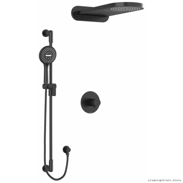Thermostatic Shower Faucet with PEX Expansion Connectors - Parabola by RIOBEL in Black