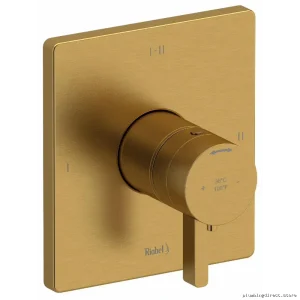 Paradox 3-in-1 Thermostatic Valve Trim - Temperature & Flow Control - Brushed Gold Finish