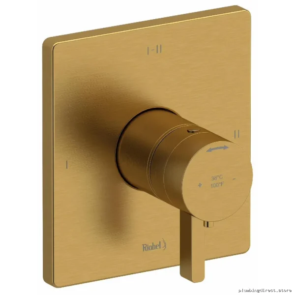 Paradox 3-in-1 Thermostatic Valve Trim - Temperature & Flow Control - Brushed Gold Finish