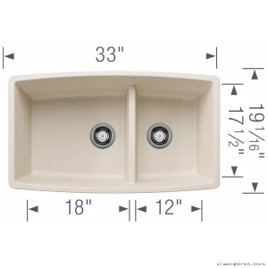 Modern Low Divider 1.75 Bowl Undermount Silgranit Sink - Soft White by Performa U Model #402888