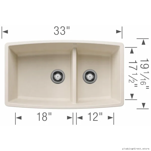 Modern Low Divider 1.75 Bowl Undermount Silgranit Sink - Soft White by Performa U Model #402888