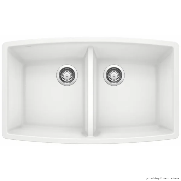 White Modern Two Bowl Undermount Sink - Performa U Silgranit Model #401713 Blanco - Image 2