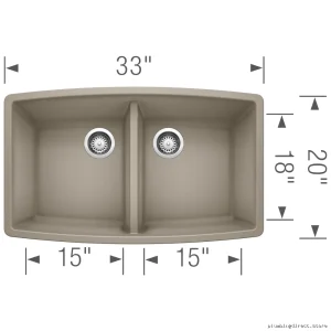Performa U2 Bowl Undermount Silgranit Sink - Truffle Blanco 401189