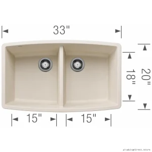 Undermount Two-Bowl Silgranit Quartz Composite Sink - Performa U2 Soft White