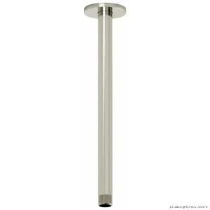 Polished Nickel Ceiling-Mounted Shower Arm w/ Round Escutcheon - 12 Inches