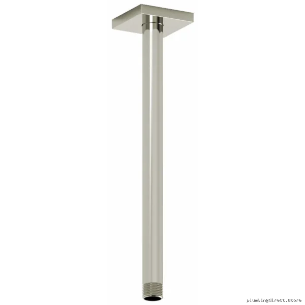 12-Inch Ceiling-Mount Shower Arm with Square Escutcheon & Polished Nickel Finish