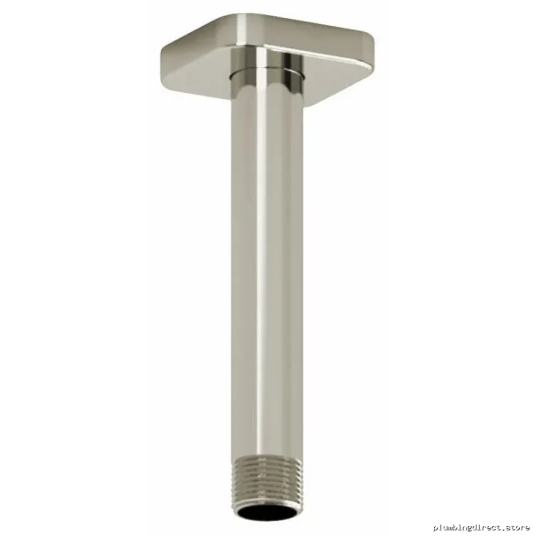 6-Inch Ceiling Mount Shower Arm with Square Escutcheon - Polished Nickel