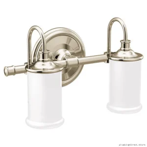 Polished Nickel Modern Two-Globe Wall Sconce - Belfield Model YB6462NL by Moen