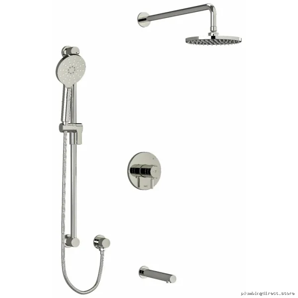 Polished Nickel Riu Ceiling Shower Arm & Tub Faucet Trim by RIOBEL